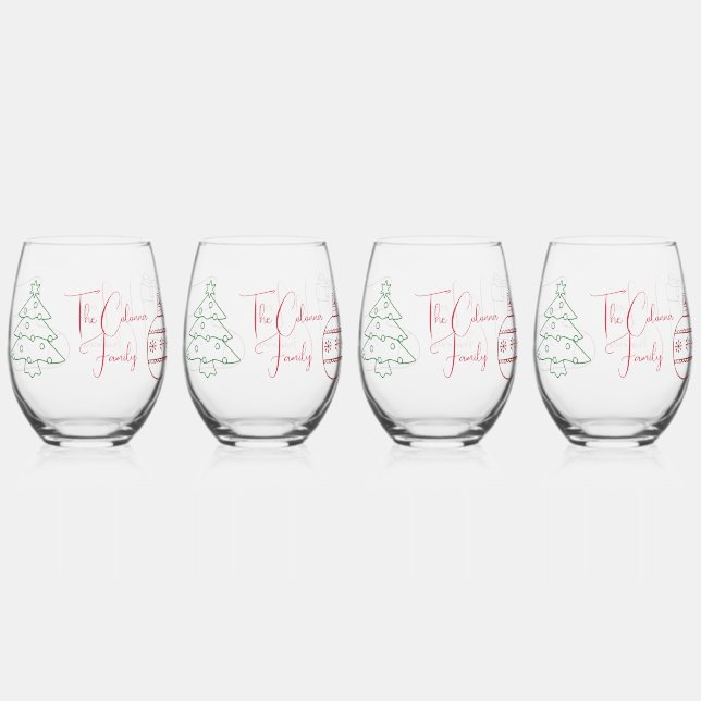 Weihnachts-Kontur Weinglas Ohne Stiel (Vorderseite)