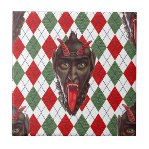 Weihnachts-Krampus im Karomuster Fliese