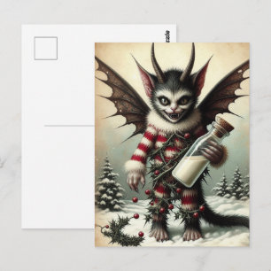Weihnachts Krampus Kitty mit Milchflasche Postkarte