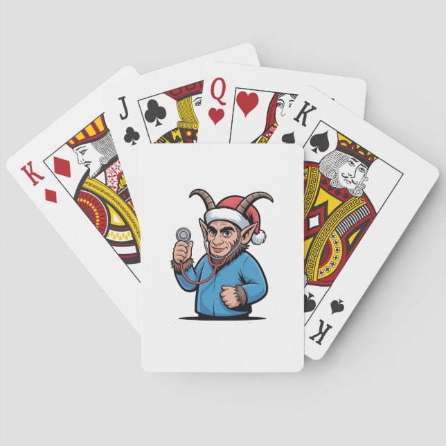 Weihnachts Krampus Pflege Scrubs Nurse Spielkarten (Rückseite)