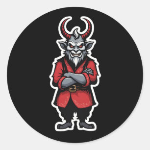 Weihnachts-Krampuswaffen überquert Runder Aufkleber