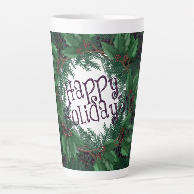 Weihnachts-Kranich-glückliche Feiertage! Christmas Milchtasse (Vorderseite)