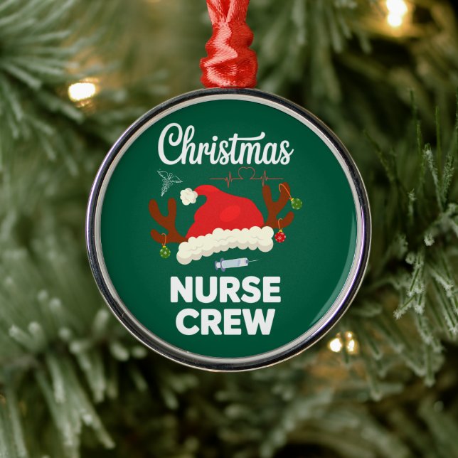 Weihnachts-Krankenpflege Crew Weihnachtsmannmütze  Ornament Aus Metall (Baum)