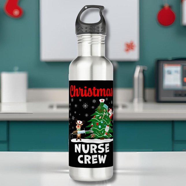 Weihnachts-Krankenpfleger-Crew mit dem Weihnachtsm Edelstahlflasche (Von Creator hochgeladen)