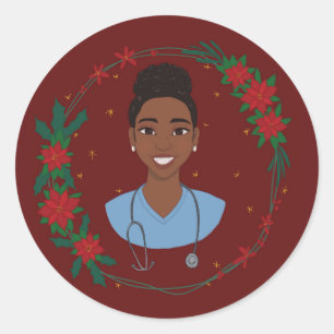 Weihnachts-Krankenschwester-Aufkleber, personalisi Runder Aufkleber