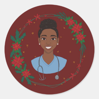 Weihnachts-Krankenschwester-Aufkleber, personalisi Runder Aufkleber