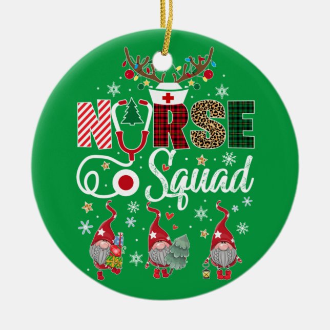 Weihnachts-Krankenschwester Crew Squad Xmas Pflege Keramik Ornament (Vorne)
