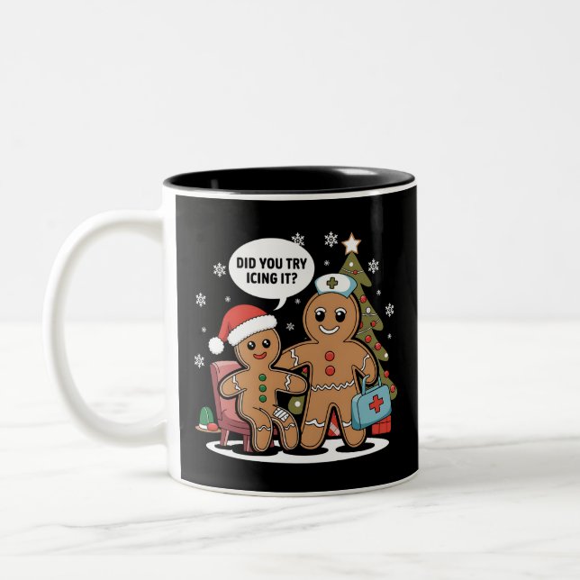 Weihnachts-Krankenschwester Gingerbread Mann haben Zweifarbige Tasse (Links)