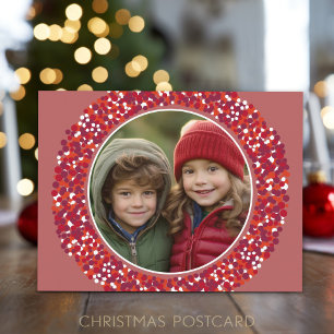 Weihnachts-Kranz 1 Foto mit roten Beeren Feiertagspostkarte