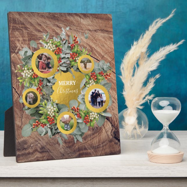 Weihnachts-Kranz-Collage Urlaub Fotoplatte (Seite)