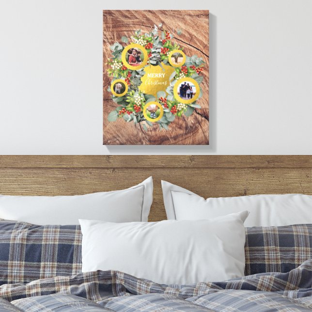 Weihnachts-Kranz-Collage Urlaub Leinwanddruck (Insitu (Schlafzimmer))