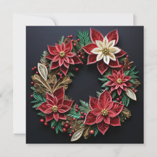 Weihnachts-Kranz-Feder-Feiertags-Grußkarte Feiertagskarte