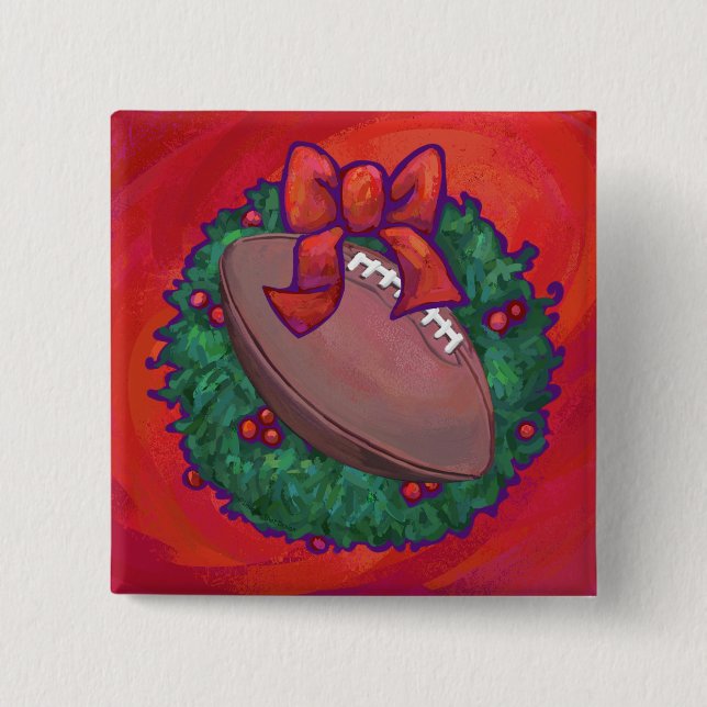 Weihnachts-Kranz-Fußball in Rot Button (Vorderseite)