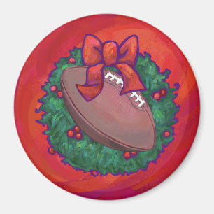 Weihnachts-Kranz-Fußball in Rot Magnet
