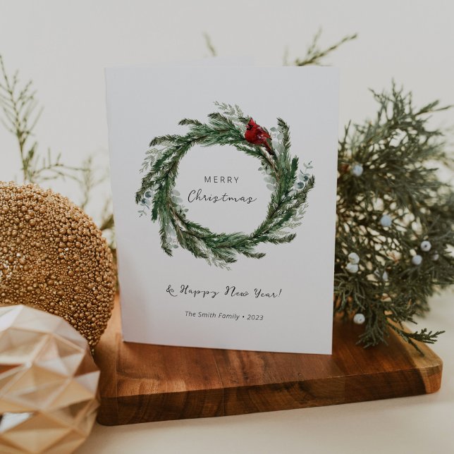 Weihnachts-Kranz Weihnachtskarte Glücklich Neues J Ankündigung (Von Creator hochgeladen)