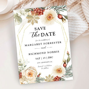 Weihnachts-Kranz-Winterhochzeit Save the Date Einladung
