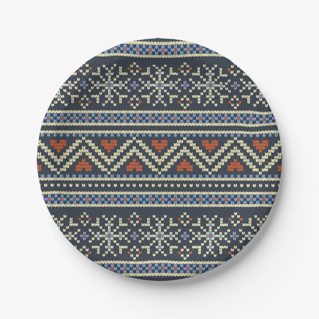 Weihnachts-Kraut Nordic Style Muster Pappteller (Vorderseite)