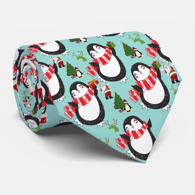 Weihnachts-Krawatte, Pinguin Krawatte (Gerollt)
