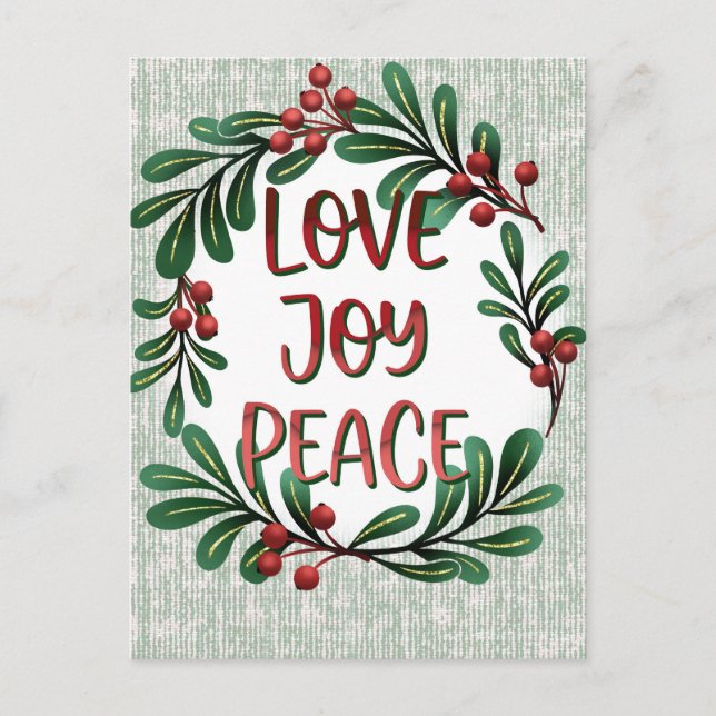 Weihnachts-Kreide-Liebe, Joy Peace Holiday Postcar Postkarte (Vorderseite)