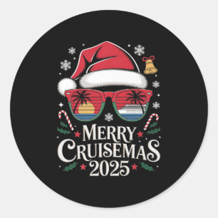 Weihnachts-Kreuzfahrt 2025 Merry Cruisemas Xmas Runder Aufkleber