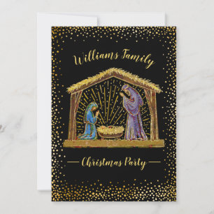 Weihnachts-Krippe Black Gold Feiertag Party Einladung