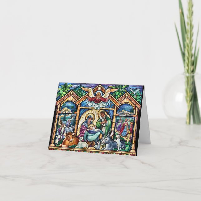 Weihnachts-Krippe Frohe Weihnachten Karte (Vorderseite)