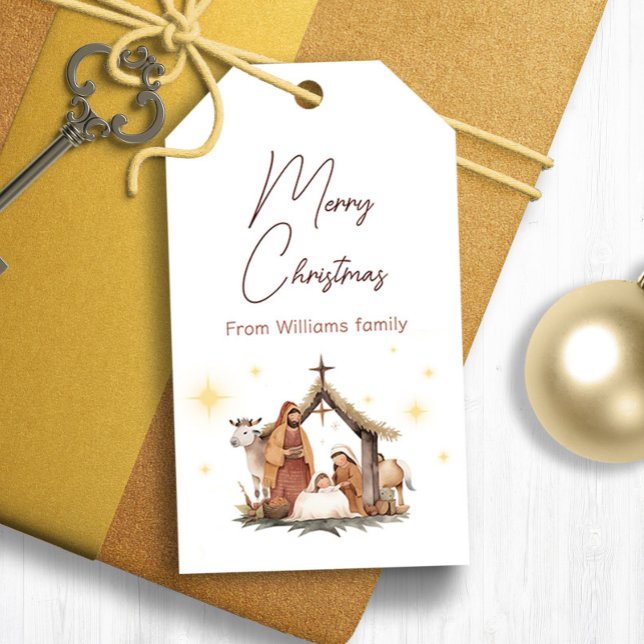 Weihnachts-Krippe-Geschenktasten Geschenkanhänger (Christmas gift tag, nativity scene)