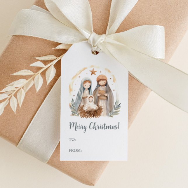 Weihnachts-Krippe-Geschenktasten Geschenkanhänger (Sweet Christmas Nativity Scene Gift Tags)
