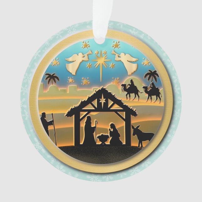 Weihnachts-Krippe Jesus in der Wanger-Szene Ornament (Vorderseite)