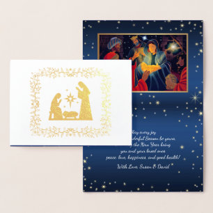 Weihnachts-Krippe Luxus Real Foil Cards Folienkarte