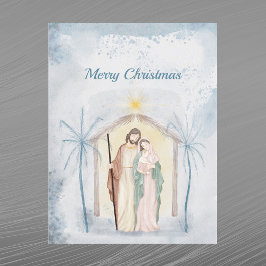 Weihnachts-Krippe Palmen Wasserfarbe Feiertagspostkarte