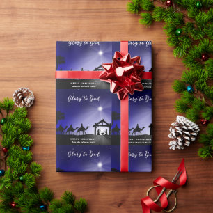 Weihnachts-Krippe-Ruhm zu Gott Christlich Geschenkpapier