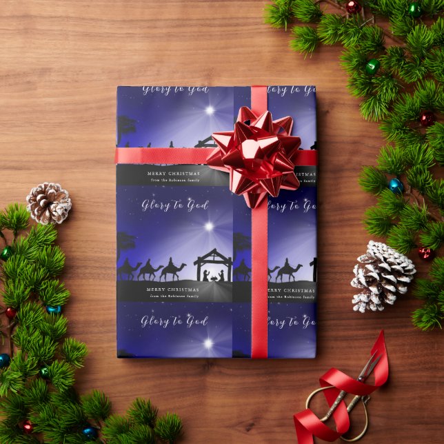 Weihnachts-Krippe-Ruhm zu Gott Christlich Geschenkpapier (Feiertagsgeschenk)