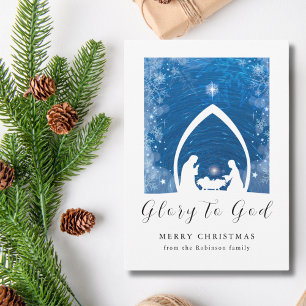Weihnachts-Krippe-Ruhm zu Gott Feiertagskarte