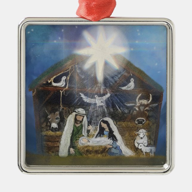 Weihnachts-Krippe-Star von Bethlehem Ornament Aus Metall (Vorne)
