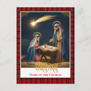 Weihnachts-Krippen-Baby-Jesus-in-der-Krippe-Szene Feiertagspostkarte
