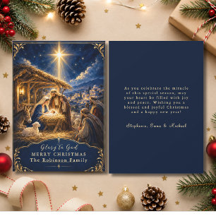 Weihnachts-Krippen-Darstellung Ehre sei Gott Chris Feiertagskarte