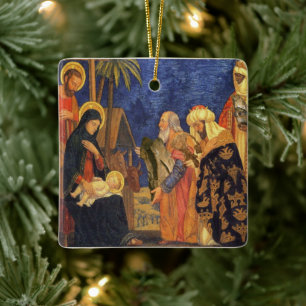 Weihnachts-Krippen-Familie Vintage Weihnachten Fer Keramikornament