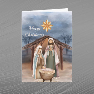 Weihnachts-Krippen-Stall-Star Aquarell Feiertagskarte