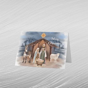 Weihnachts-Krippen-Tiere Christliche Aquarellmaler Feiertagskarte