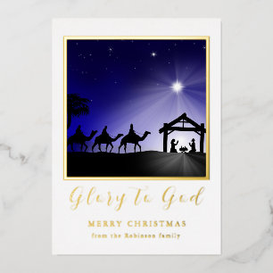 Weihnachts-Krippenbild Ehre sei Gott Christlich Folieneinladung