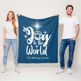 Weihnachts-Krippenfreude für die Welt Blau und Wei Fleecedecke