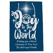 Weihnachts-Krippenfreude für die Welt Blau und Wei