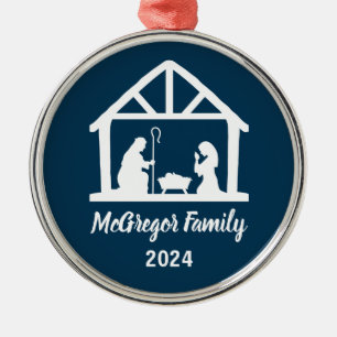 Weihnachts-Krippenmeister Familienname & Jahr Ornament Aus Metall