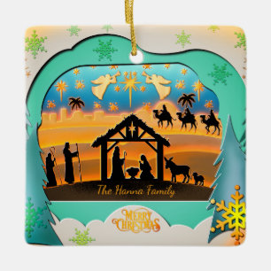 Weihnachts-Krippenszene 3D Religiöser Feiertag Keramikornament