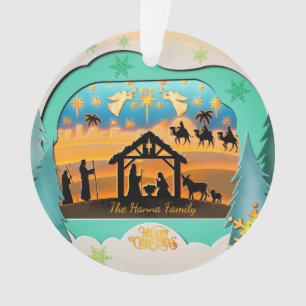 Weihnachts-Krippenszene 3D Religiöser Feiertag Ornament