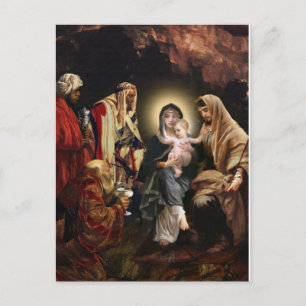 Weihnachts-Krippenszene Baby Jesus Vintage Feiertagspostkarte