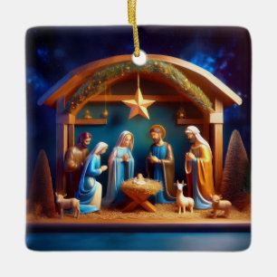 Weihnachts-Krippenszene Keramikornament