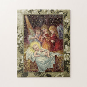 Weihnachts-Krippenszene Vintage-Reproduktion Puzzle