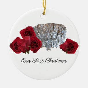 Weihnachts-Kronleuchter-Rose Keramik Ornament